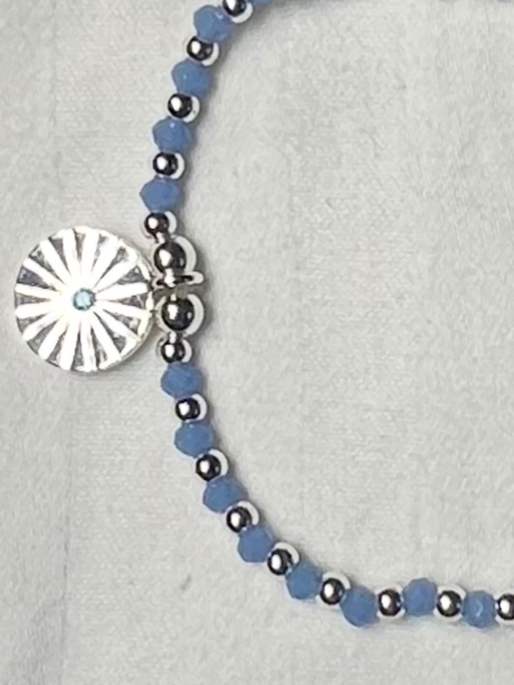 Katie Loxton Beaded Blue Silver Stretch "A Little Collection" Charm Bracelet